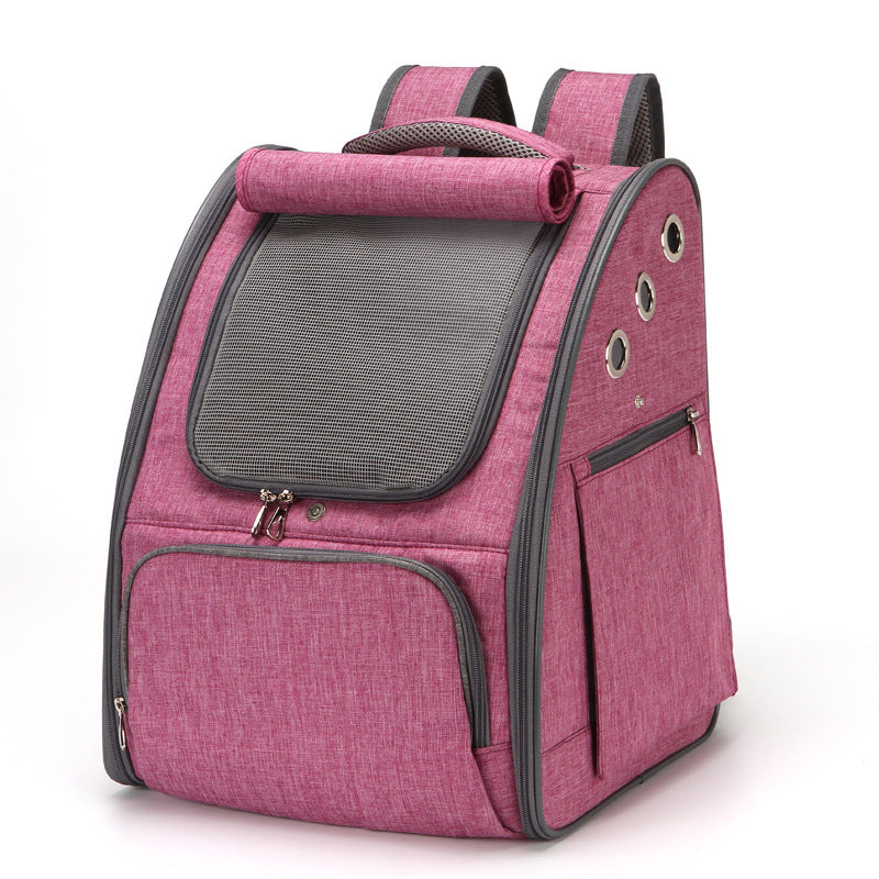 Foldable Pet Backpack Carrier With Secure Locking Zipper Leash